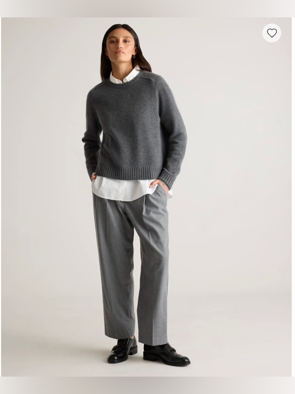 Quince Luxe Baby Cashmere Crewneck Sweater in Charcoal size Small
